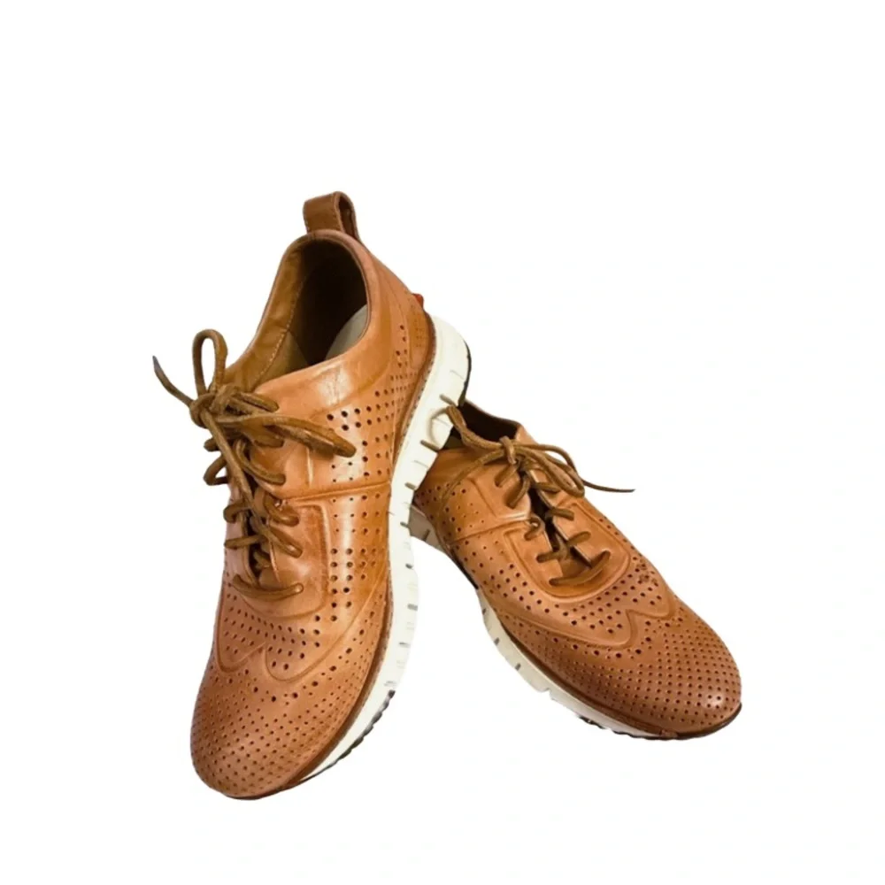 COLE HAAN Tan Leather Wingtip Oxford Men’s 10 M